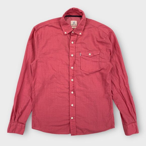 $115 Johnnie O Hangin Out Mens Small Brodie Pink Red Woven Textile Button Down - Picture 2 of 11